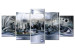 Canvas Art Print New York: Blue Abstraction (5-piece) - Panorama of a Big City 98231