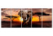 Canvas African Elephant (5-piece) - Animal Against a Sunset Background 98631