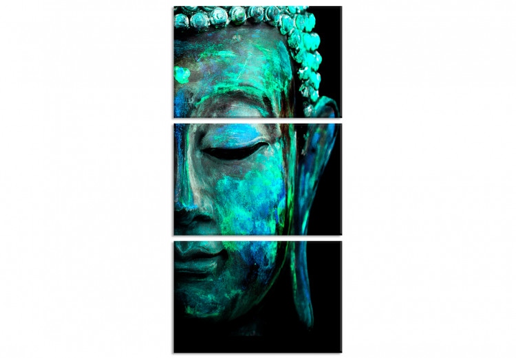 Canvas The face of the Buddha - a fragment of the face in colours 106741