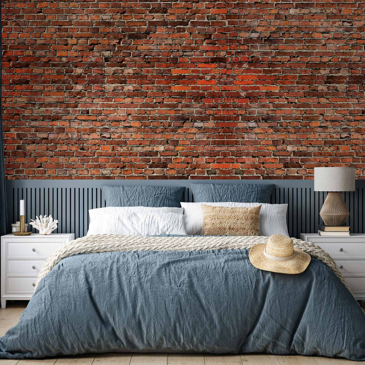 Wall Mural Red like a brick - solid pattern in red brick wall motif 106841 additionalImage 2