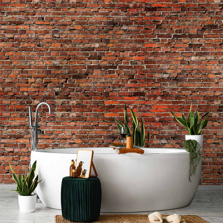 Wall Mural Red like a brick - solid pattern in red brick wall motif 106841 additionalImage 8