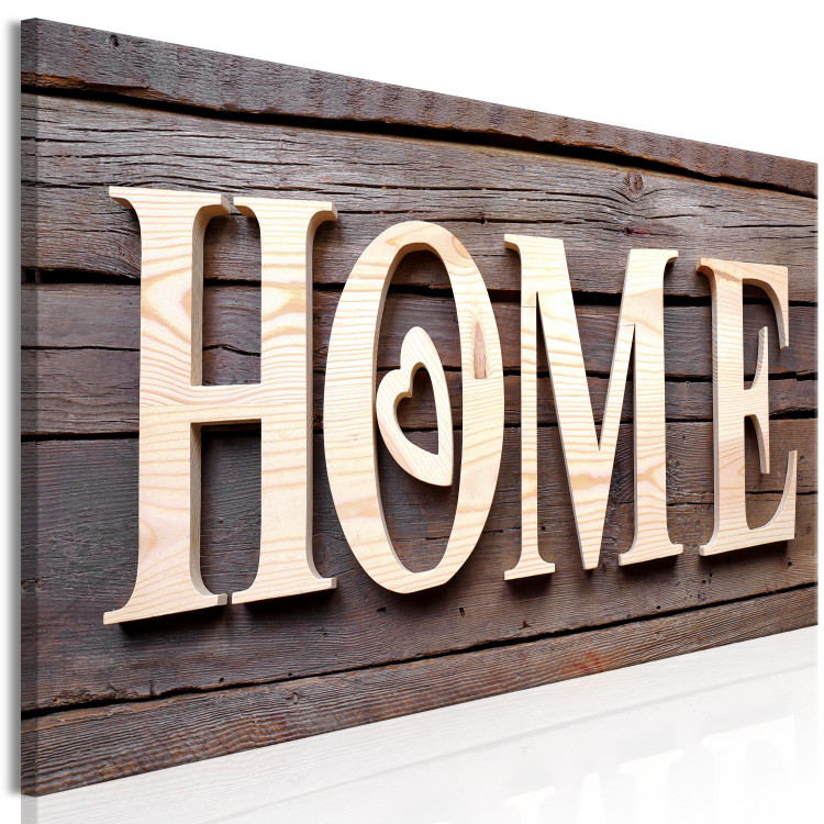 Canvas Wooden Home (1-part) Narrow - English Inscription in Vintage Style 108241 additionalImage 2