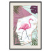 Poster Flamingo Stroll - geometric abstraction with a pink bird and leaves 114441 additionalThumb 19