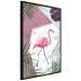 Poster Flamingo Stroll - geometric abstraction with a pink bird and leaves 114441 additionalThumb 12