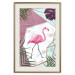 Poster Flamingo Stroll - geometric abstraction with a pink bird and leaves 114441 additionalThumb 21