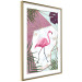 Poster Flamingo Stroll - geometric abstraction with a pink bird and leaves 114441 additionalThumb 8