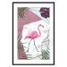 Poster Flamingo Stroll - geometric abstraction with a pink bird and leaves 114441 additionalThumb 27