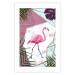 Poster Flamingo Stroll - geometric abstraction with a pink bird and leaves 114441 additionalThumb 22
