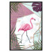 Poster Flamingo Stroll - geometric abstraction with a pink bird and leaves 114441 additionalThumb 25