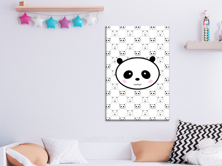 Canvas Cheerful panda - children's graphics with pandas and bears heads 114541 additionalImage 3