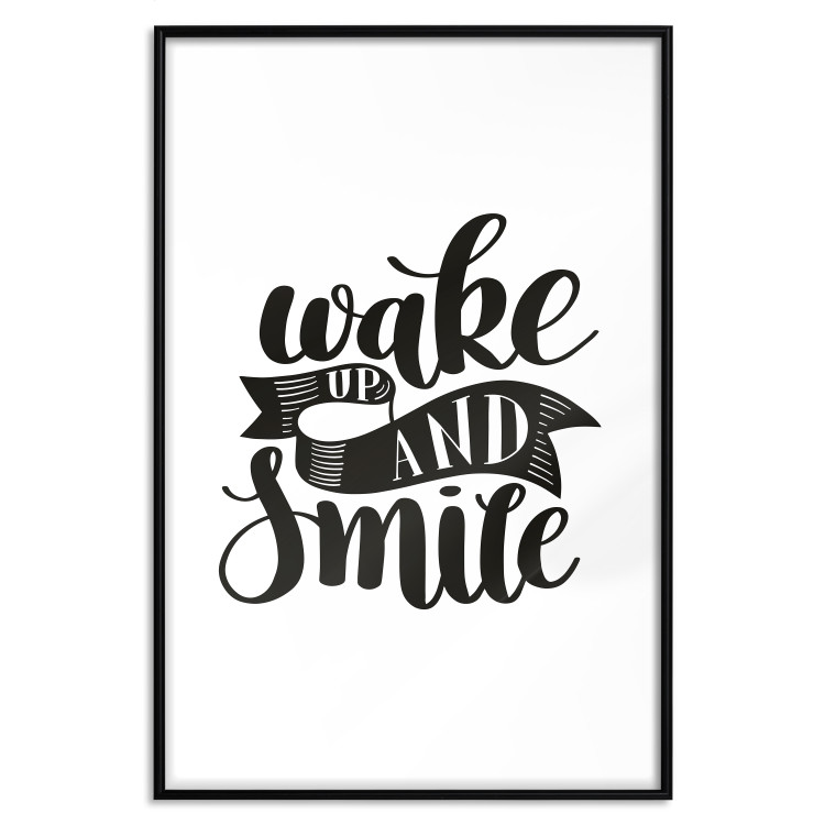 Poster Wake Up and Smile - black and white composition with English text 114641 additionalImage 17