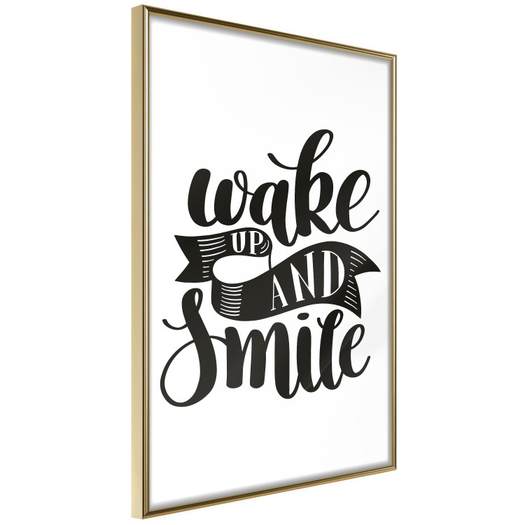 Poster Wake Up and Smile - black and white composition with English text 114641 additionalImage 12