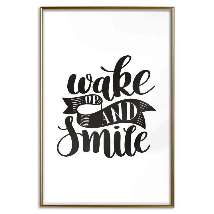 Poster Wake Up and Smile - black and white composition with English text 114641 additionalImage 16