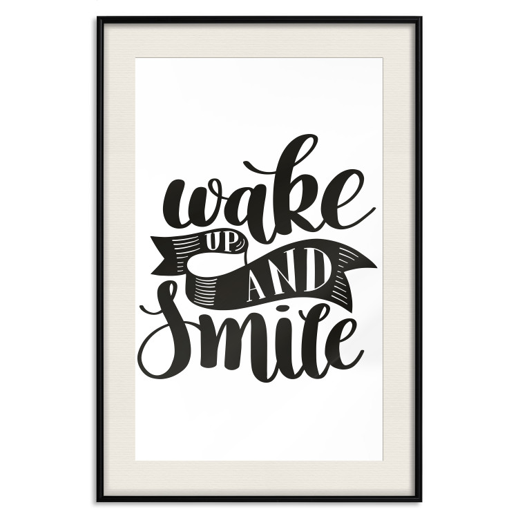 Poster Wake Up and Smile - black and white composition with English text 114641 additionalImage 18