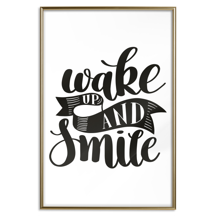 Poster Wake Up and Smile - black and white composition with English text 114641 additionalImage 20