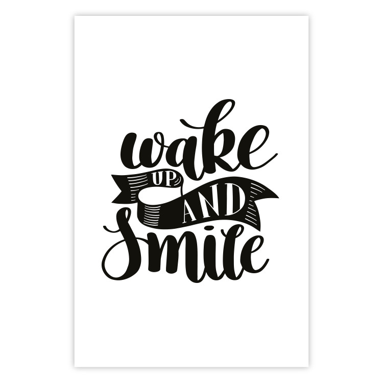 Poster Wake Up and Smile - black and white composition with English text 114641 additionalImage 25