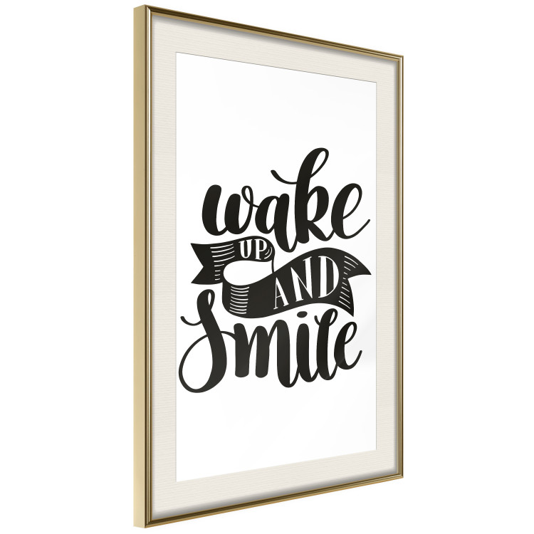 Poster Wake Up and Smile - black and white composition with English text 114641 additionalImage 2