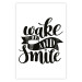 Poster Wake Up and Smile - black and white composition with English text 114641