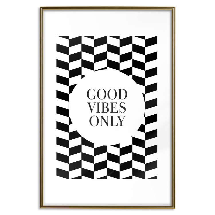 Wall Poster Good Vibes Only - geometric composition in black and white pattern 114741 additionalImage 14