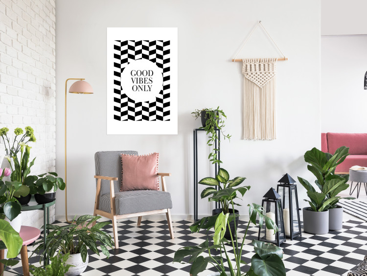 Wall Poster Good Vibes Only - geometric composition in black and white pattern 114741 additionalImage 3