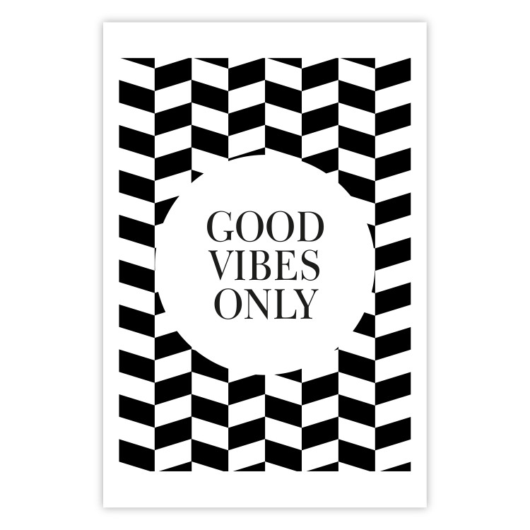 Wall Poster Good Vibes Only - geometric composition in black and white pattern 114741