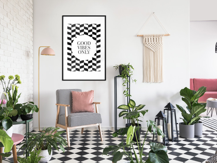 Wall Poster Good Vibes Only - geometric composition in black and white pattern 114741 additionalImage 5