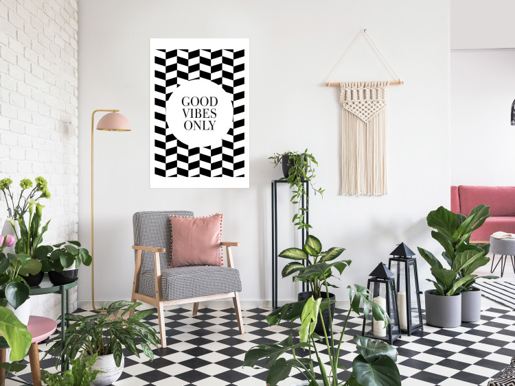 Wall Poster Good Vibes Only - geometric composition in black and white pattern 114741 additionalImage 17