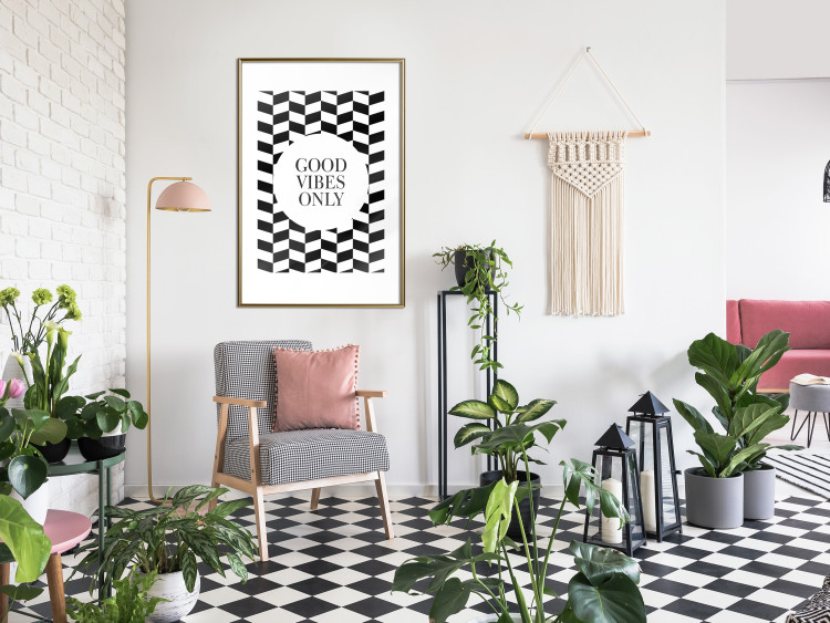 Wall Poster Good Vibes Only - geometric composition in black and white pattern 114741 additionalImage 13