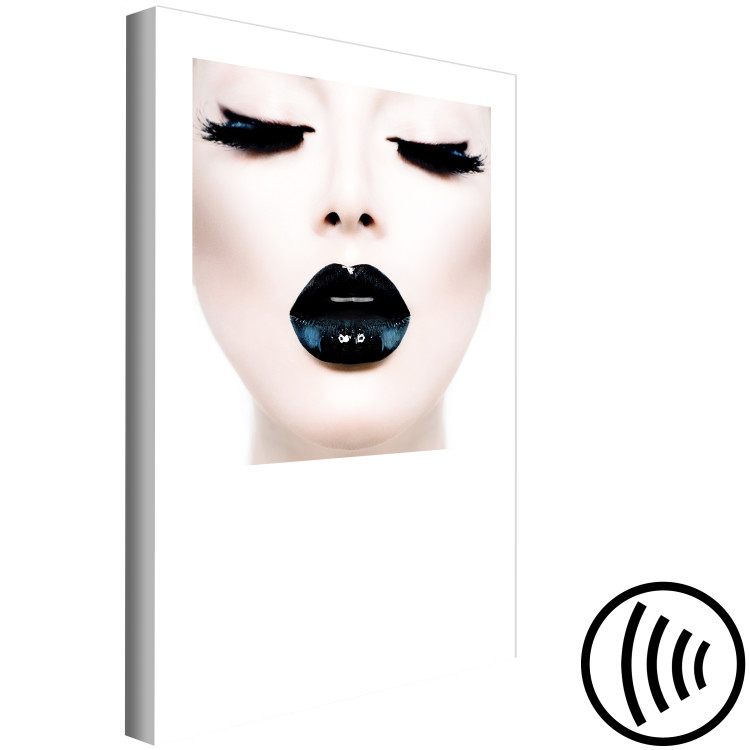 Canvas Print Kiss - artwork with a woman with black lips and closed eyes 114941 additionalImage 6