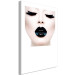 Canvas Print Kiss - artwork with a woman with black lips and closed eyes 114941 additionalThumb 2