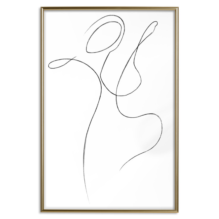 Wall Poster Dance - black and white delicate line art with the outline of a human silhouette 115241 additionalImage 17