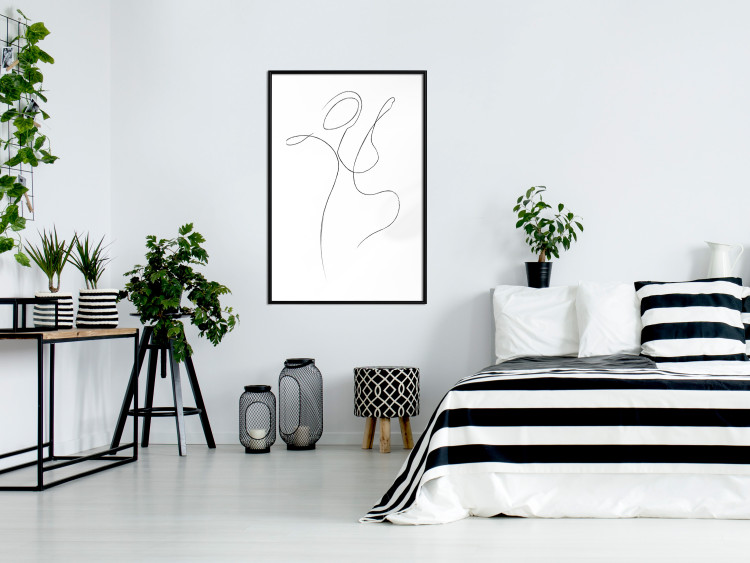 Wall Poster Dance - black and white delicate line art with the outline of a human silhouette 115241 additionalImage 6