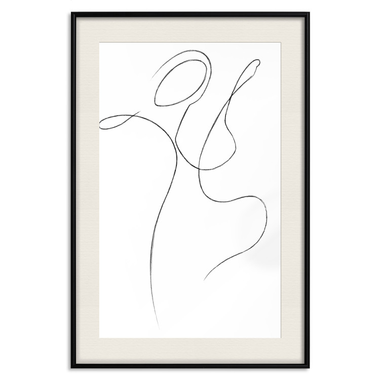 Wall Poster Dance - black and white delicate line art with the outline of a human silhouette 115241 additionalImage 20