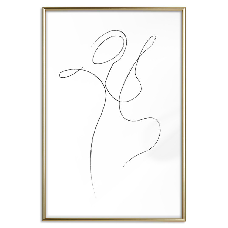 Wall Poster Dance - black and white delicate line art with the outline of a human silhouette 115241 additionalImage 18