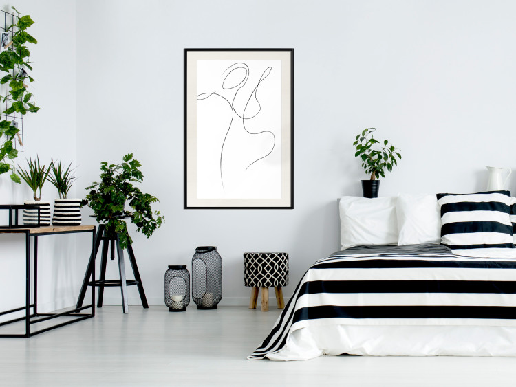 Wall Poster Dance - black and white delicate line art with the outline of a human silhouette 115241 additionalImage 22