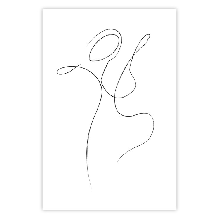 Wall Poster Dance - black and white delicate line art with the outline of a human silhouette 115241 additionalImage 24