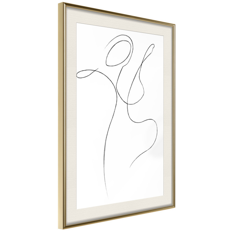 Wall Poster Dance - black and white delicate line art with the outline of a human silhouette 115241 additionalImage 2