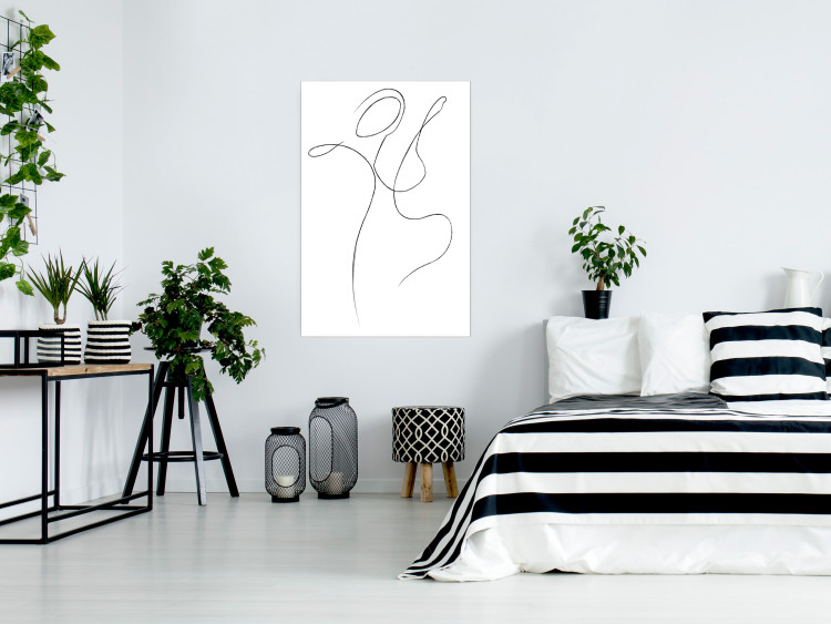 Wall Poster Dance - black and white delicate line art with the outline of a human silhouette 115241 additionalImage 25