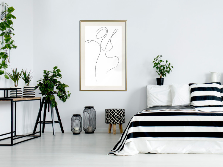 Wall Poster Dance - black and white delicate line art with the outline of a human silhouette 115241 additionalImage 23