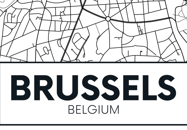 Canvas Art Print Streets of Brussels - black and white linear map of Belgian city 116341 additionalImage 4