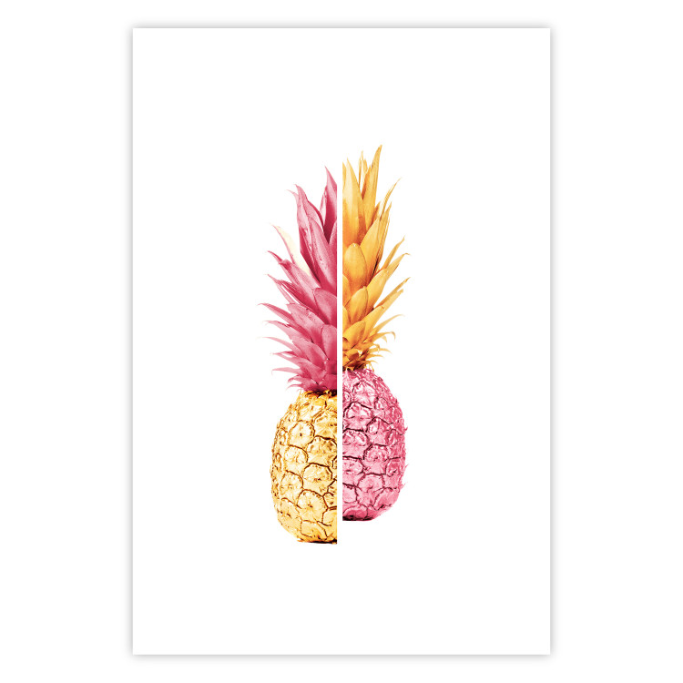 Wall Poster Mismatches - yellow-pink halves of tropical fruits on a white background 116941 additionalImage 25