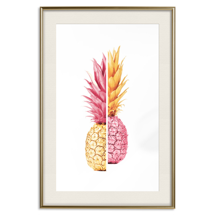 Wall Poster Mismatches - yellow-pink halves of tropical fruits on a white background 116941 additionalImage 20