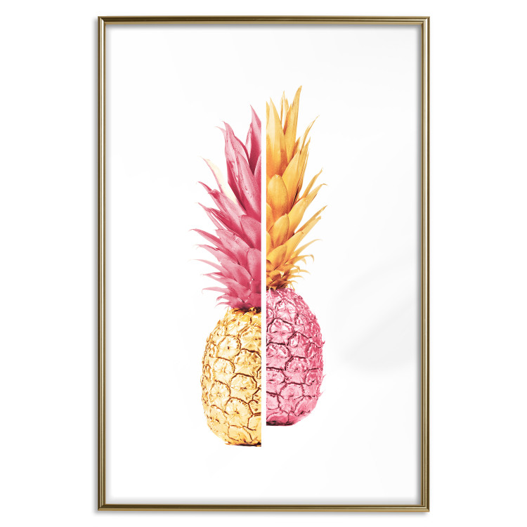 Wall Poster Mismatches - yellow-pink halves of tropical fruits on a white background 116941 additionalImage 21