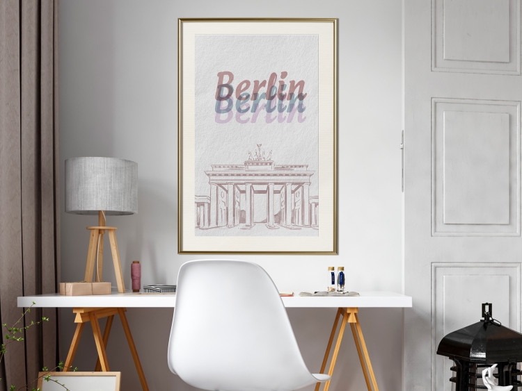 Wall Poster Berlin in Watercolors - Brandenburg Gate and texts on a light background 118641 additionalImage 21