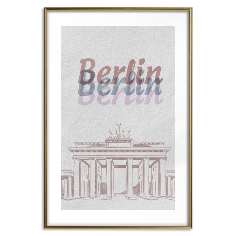Wall Poster Berlin in Watercolors - Brandenburg Gate and texts on a light background 118641 additionalImage 14