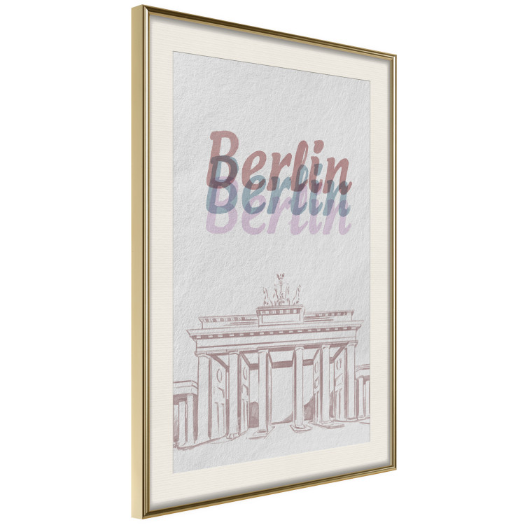 Wall Poster Berlin in Watercolors - Brandenburg Gate and texts on a light background 118641 additionalImage 2