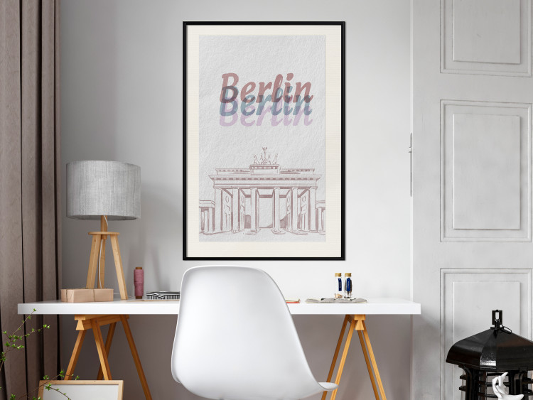Wall Poster Berlin in Watercolors - Brandenburg Gate and texts on a light background 118641 additionalImage 22