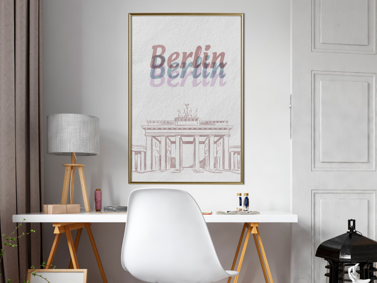 Wall Poster Berlin in Watercolors - Brandenburg Gate and texts on a light background 118641 additionalImage 7
