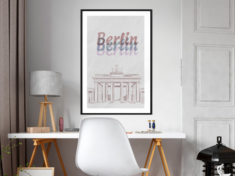 Wall Poster Berlin in Watercolors - Brandenburg Gate and texts on a light background 118641 additionalImage 4
