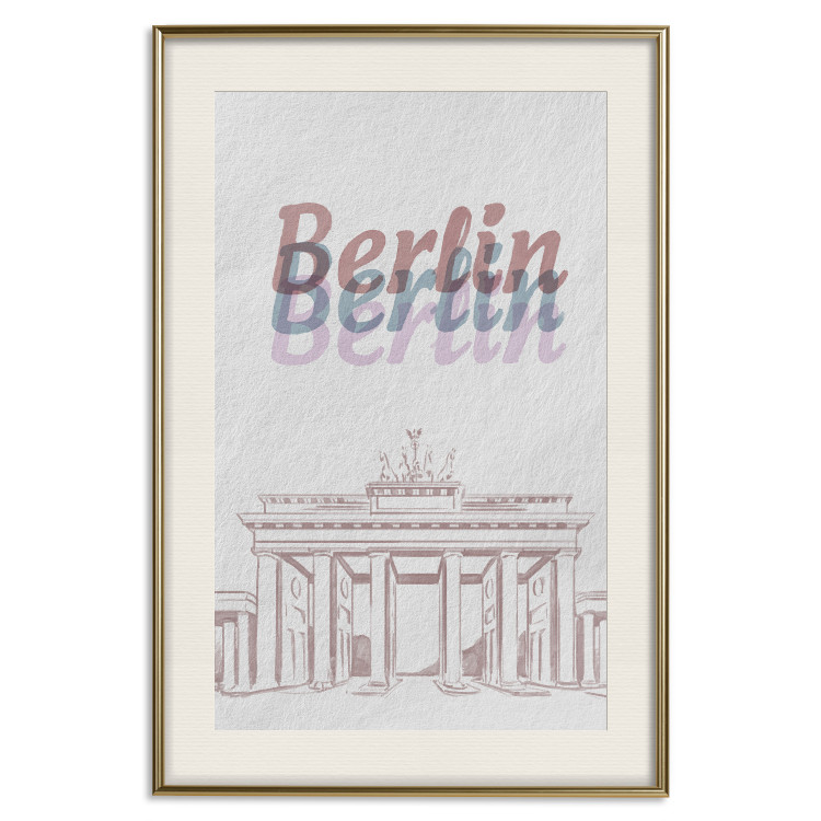 Wall Poster Berlin in Watercolors - Brandenburg Gate and texts on a light background 118641 additionalImage 19